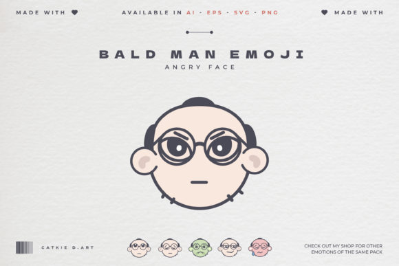 Bald Man Emoji - Angry Face Graphics and Icons Review