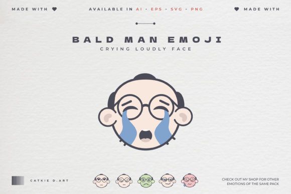 Bald Man Emoji - Crying Loudly Face Review