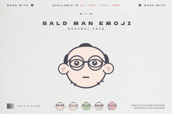 Bald Man Emoji - Neutral Face Graphics and Icons Review