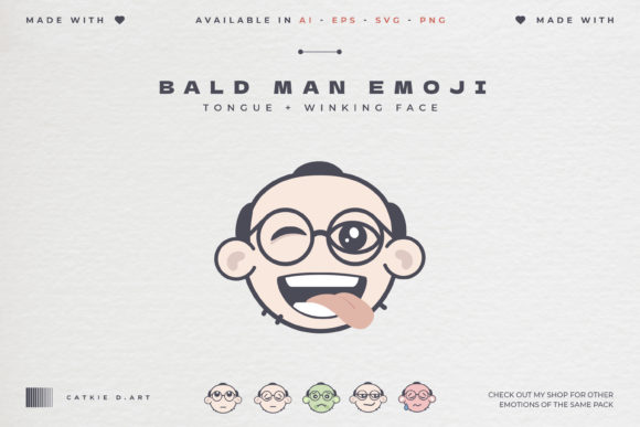 Bald Man Emoji - Tongue Winking: A Graphic Design Asset Review for Icons