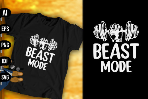 Beast Mode Funny Fitness Workout Graphics and Print Templates