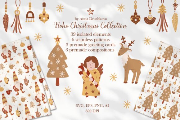 Boho Christmas Collection: A Designer's Review of Graphics and Illustrations
