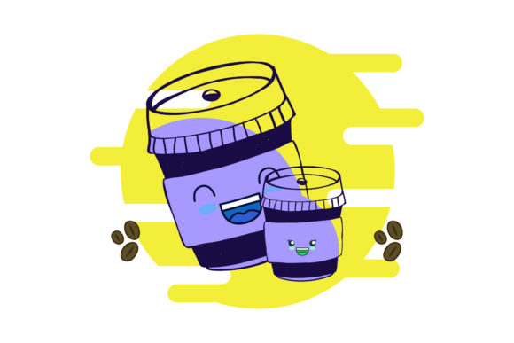 Coffee Kawaii Funny Circle Clipart Graphics and Illustrations Review