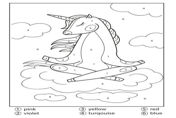 Color by Number - Unicorn Vol - 01 Graphics for Coloring Pages Amp