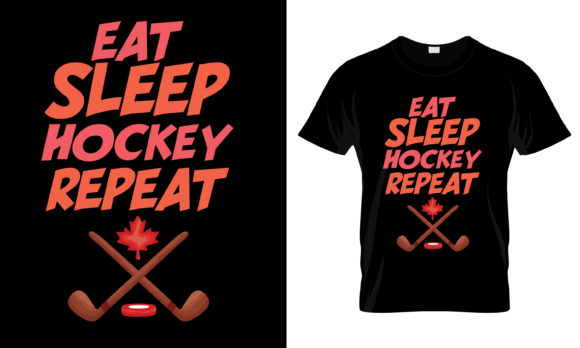 Eat Sleep Hockey Repeat T-Shirt Graphics for Print Templates