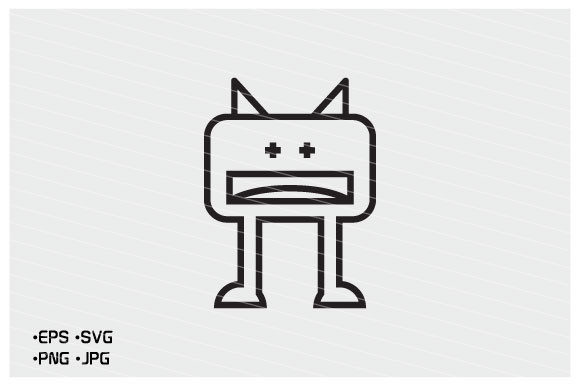 Funny Monster Creature Line Icon Graphics and Icons Review