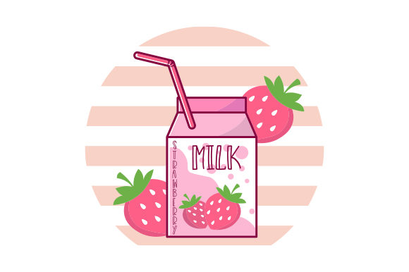 Funny Retro 90s Japanese Kawaii Strawberry Milk Shake Carton for Crafts and Food Amp