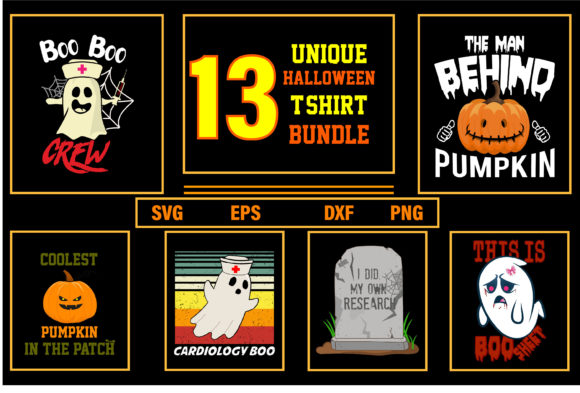 Halloween Tshirt Bundle 13 Trendy Design Graphics and Print Templates