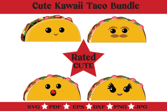 Kawaii Tacos Bundle - Taco Cut File for Graphics and Illustrations