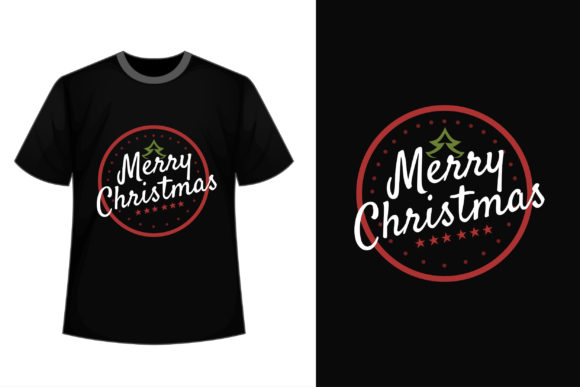 Merry Christmas with Tree Circle T Shirt Graphics & Print Templates