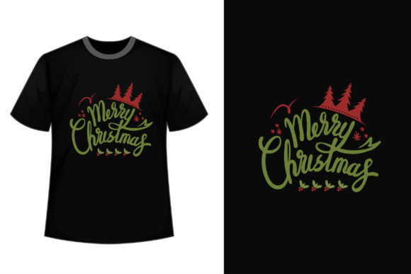 Merry Christmas with Tree Crown T Shirt Graphics for Print Templates