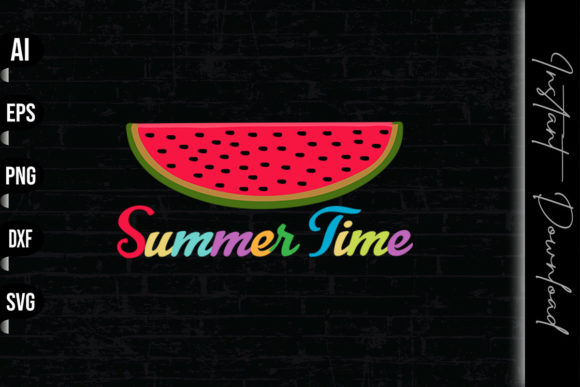 Summer Time Funny Watermelon Graphics for Print Templates